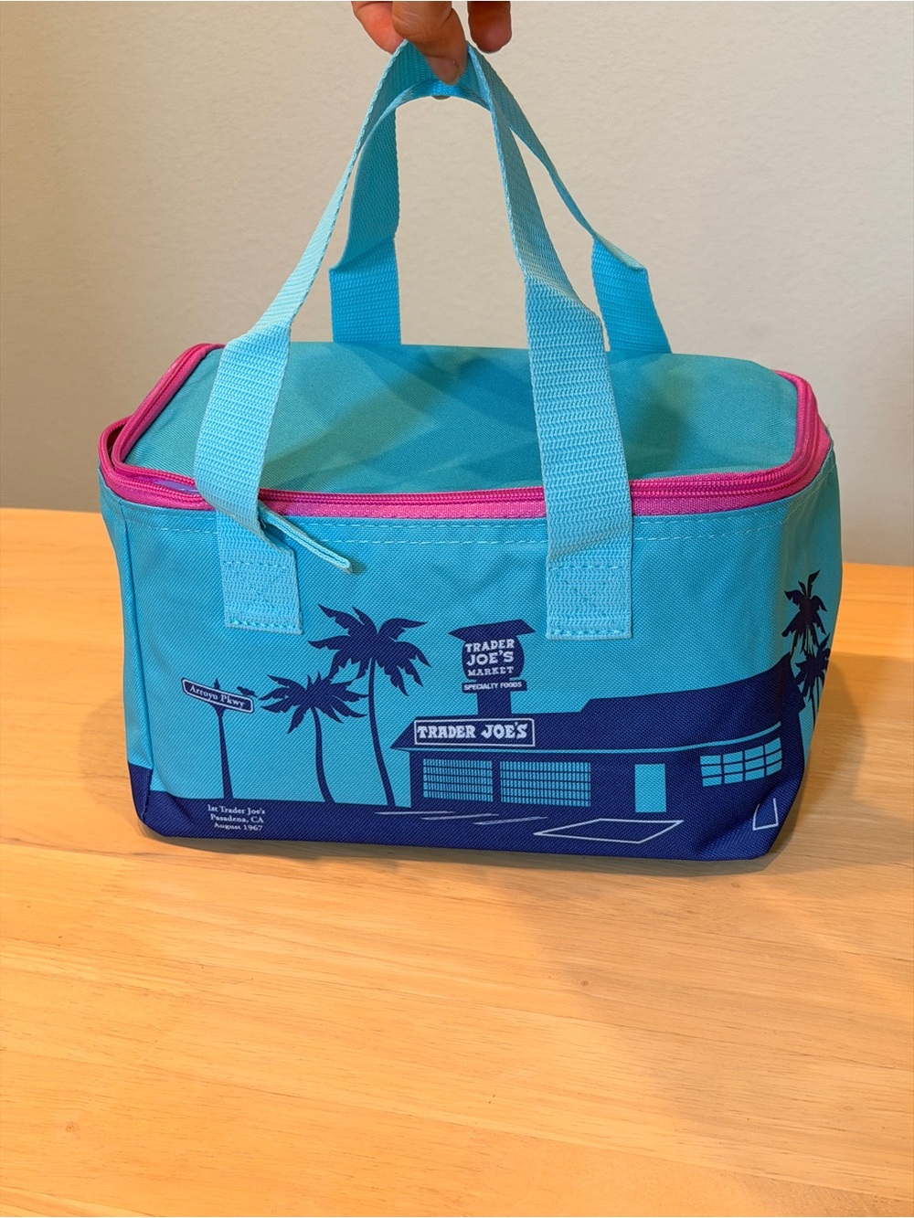 Trader Joe's Turquoise and Pink Insulated Lunch Tote